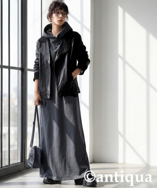 フード付き ロングワンピース（ワンピース）｜antiqua（アンティカ）の