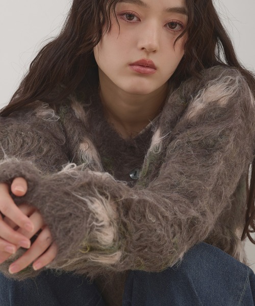 MUHET（ミュエータ）の「shaggy flower henry neck knit / シャギー花柄ヘンリーニット（ニット/セーター・レディース・ブラウン/チャコールグレー・FREE）」の14枚目の写真