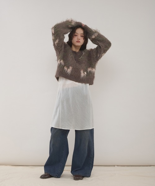 MUHET（ミュエータ）の「shaggy flower henry neck knit / シャギー花柄ヘンリーニット（ニット/セーター・レディース・ブラウン/チャコールグレー・FREE）」の17枚目の写真