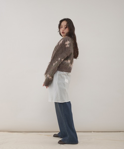 MUHET（ミュエータ）の「shaggy flower henry neck knit / シャギー花柄ヘンリーニット（ニット/セーター・レディース・ブラウン/チャコールグレー・FREE）」の18枚目の写真