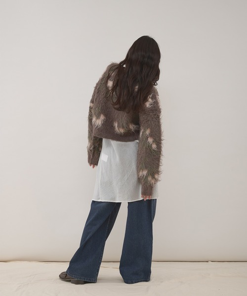 MUHET（ミュエータ）の「shaggy flower henry neck knit / シャギー花柄ヘンリーニット（ニット/セーター・レディース・ブラウン/チャコールグレー・FREE）」の19枚目の写真
