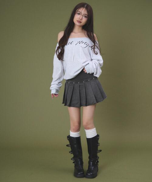 dispark（ディスパーク）の「DISPARK/【26年春夏新作】スタッズデザインプリーツスカパン（スカート・レディース・ブラウン/ブラック・SMALL/MEDIUM）」の4枚目の写真