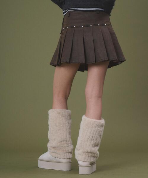 dispark（ディスパーク）の「DISPARK/【26年春夏新作】スタッズデザインプリーツスカパン（スカート・レディース・ブラウン/ブラック・SMALL/MEDIUM）」の6枚目の写真