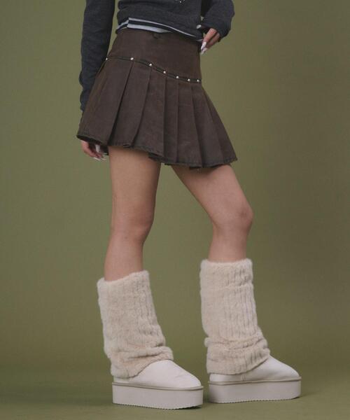 dispark（ディスパーク）の「DISPARK/【26年春夏新作】スタッズデザインプリーツスカパン（スカート・レディース・ブラウン/ブラック・SMALL/MEDIUM）」の7枚目の写真