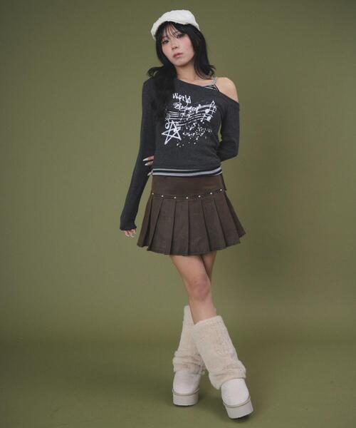 dispark（ディスパーク）の「DISPARK/【26年春夏新作】スタッズデザインプリーツスカパン（スカート・レディース・ブラウン/ブラック・SMALL/MEDIUM）」の8枚目の写真