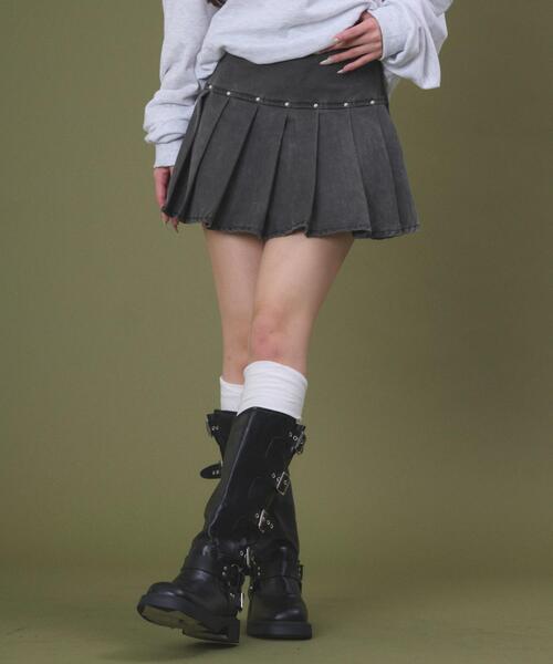 dispark（ディスパーク）の「DISPARK/【26年春夏新作】スタッズデザインプリーツスカパン（スカート・レディース・ブラウン/ブラック・SMALL/MEDIUM）」の9枚目の写真