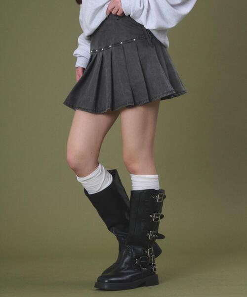 dispark（ディスパーク）の「DISPARK/【26年春夏新作】スタッズデザインプリーツスカパン（スカート・レディース・ブラウン/ブラック・SMALL/MEDIUM）」の11枚目の写真