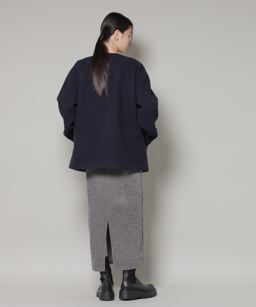 NANO universe（ナノユニバース）の「ノーカラーミドルコート（ノーカラーコート・レディース・ダークネイビー/ベージュ/グレー系その他4・FREE）」の9枚目の写真