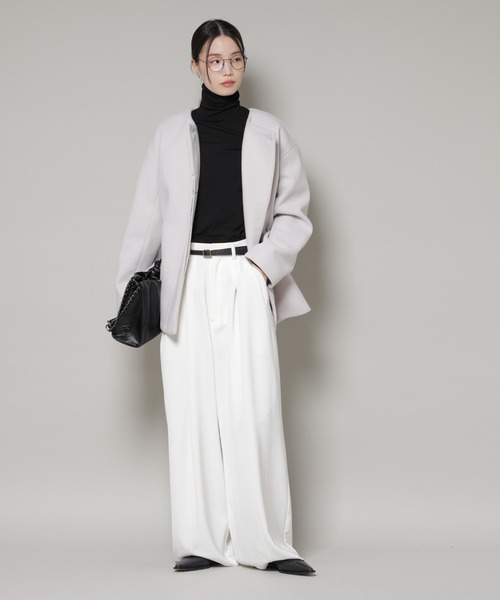 NANO universe（ナノユニバース）の「ノーカラーミドルコート（ノーカラーコート・レディース・ダークネイビー/ベージュ/グレー系その他4・FREE）」の16枚目の写真