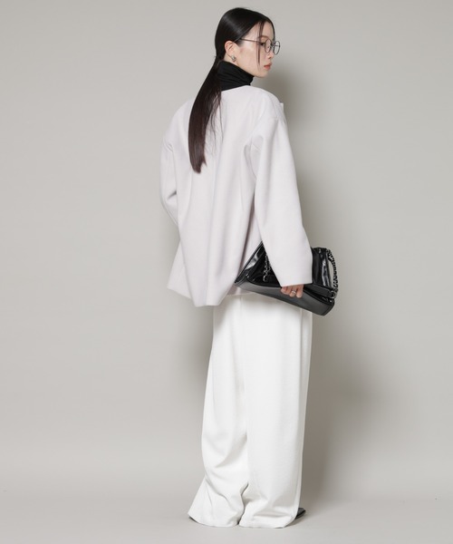 NANO universe（ナノユニバース）の「ノーカラーミドルコート（ノーカラーコート・レディース・ダークネイビー/ベージュ/グレー系その他4・FREE）」の17枚目の写真