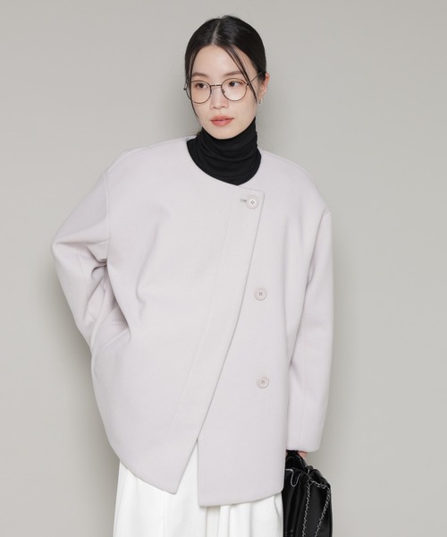 NANO universe（ナノユニバース）の「ノーカラーミドルコート（ノーカラーコート・レディース・ダークネイビー/ベージュ/グレー系その他4・FREE）」の11枚目の写真