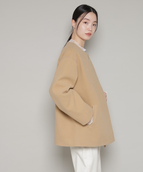 NANO universe（ナノユニバース）の「ノーカラーミドルコート（ノーカラーコート・レディース・ダークネイビー/ベージュ/グレー系その他4・FREE）」の20枚目の写真