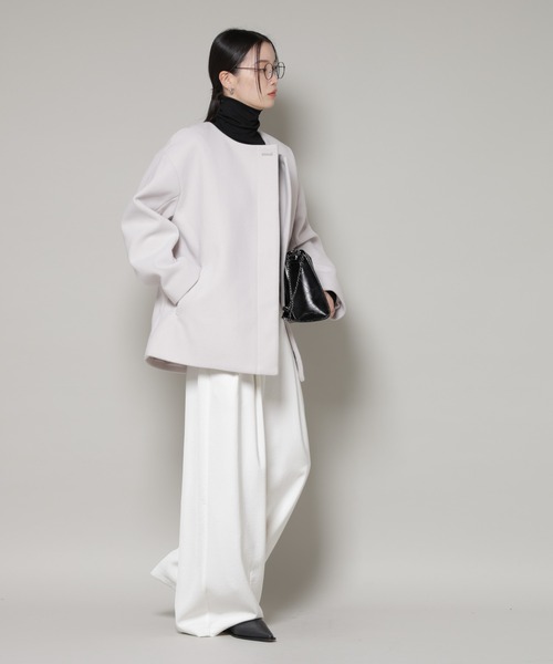 NANO universe（ナノユニバース）の「ノーカラーミドルコート（ノーカラーコート・レディース・ダークネイビー/ベージュ/グレー系その他4・FREE）」の18枚目の写真