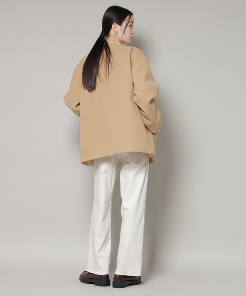 NANO universe（ナノユニバース）の「ノーカラーミドルコート（ノーカラーコート・レディース・ダークネイビー/ベージュ/グレー系その他4・FREE）」の22枚目の写真