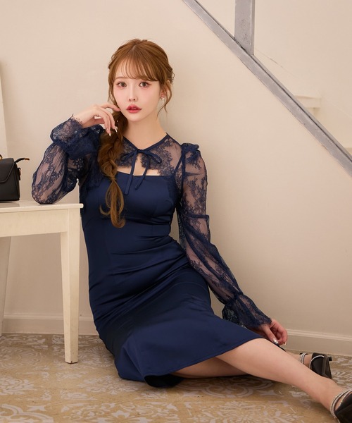 sugar nine(シュガーナイン)の「【ワンピース】レースボレロセットマーメイドキャミワンピース(ワンピース・レディース・ネイビー・LARGE/MEDIUM/SMALL)」の5枚目の写真
