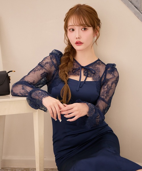 sugar nine(シュガーナイン)の「【ワンピース】レースボレロセットマーメイドキャミワンピース(ワンピース・レディース・ネイビー・LARGE/MEDIUM/SMALL)」の7枚目の写真