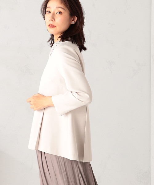 GALLORIA(ギャローリア)の「【洗濯機で洗える】襟レースブラウス(シャツ/ブラウス・レディース・ネイビー/ライトベージュ・L/LL/M/S)」の3枚目の写真