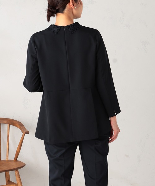 GALLORIA(ギャローリア)の「【洗濯機で洗える】襟レースブラウス(シャツ/ブラウス・レディース・ネイビー/ライトベージュ・L/LL/M/S)」の8枚目の写真