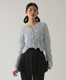 Ray BEAMS | ストライプ シャーリング Vネック ブラウス(シャツ/ブラウス)