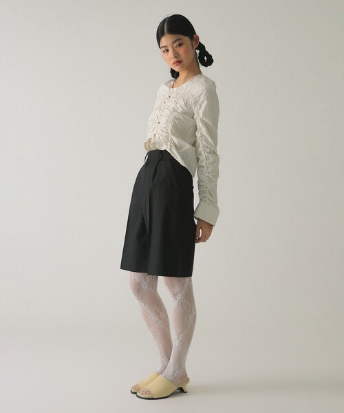 Ray BEAMS（レイビームス）の「ストライプ シャーリング Vネック ブラウス（シャツ/ブラウス・レディース・ブルー/オフホワイト・ONE SIZE）」の8枚目の写真