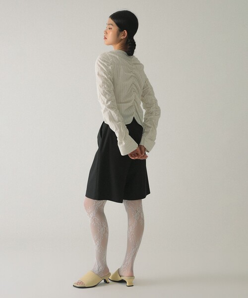 Ray BEAMS（レイビームス）の「ストライプ シャーリング Vネック ブラウス（シャツ/ブラウス・レディース・ブルー/オフホワイト・ONE SIZE）」の9枚目の写真