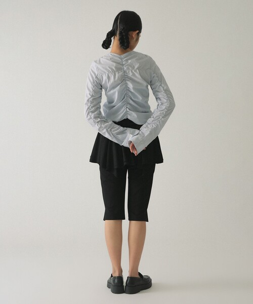 Ray BEAMS（レイビームス）の「ストライプ シャーリング Vネック ブラウス（シャツ/ブラウス・レディース・ブルー/オフホワイト・ONE SIZE）」の14枚目の写真