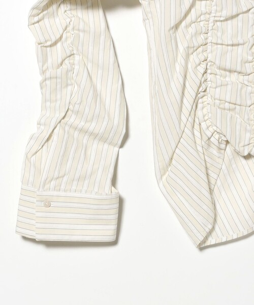 Ray BEAMS（レイビームス）の「ストライプ シャーリング Vネック ブラウス（シャツ/ブラウス・レディース・ブルー/オフホワイト・ONE SIZE）」の18枚目の写真