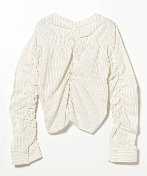 Ray BEAMS（レイビームス）の「ストライプ シャーリング Vネック ブラウス（シャツ/ブラウス・レディース・ブルー/オフホワイト・ONE SIZE）」の19枚目の写真