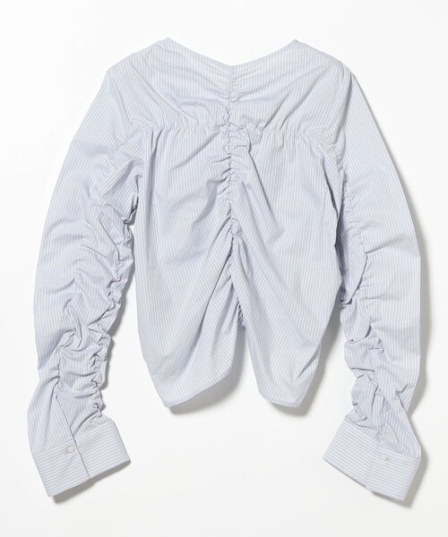 Ray BEAMS（レイビームス）の「ストライプ シャーリング Vネック ブラウス（シャツ/ブラウス・レディース・ブルー/オフホワイト・ONE SIZE）」の22枚目の写真