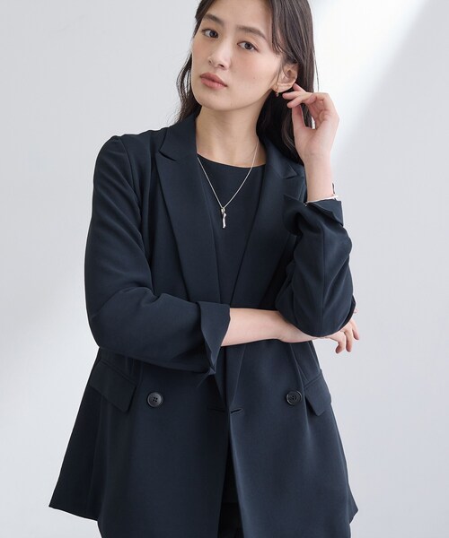 INDIVI(インディヴィ)の「【洗える/多機能/SETUP可】着る日傘ダブルジャケット(テーラードジャケット・レディース・ライトグレー系5/ベージュ/ネイビー/サックスブルー/ブラック・40/38/36/15 /13/03/05/19)」の10枚目の写真