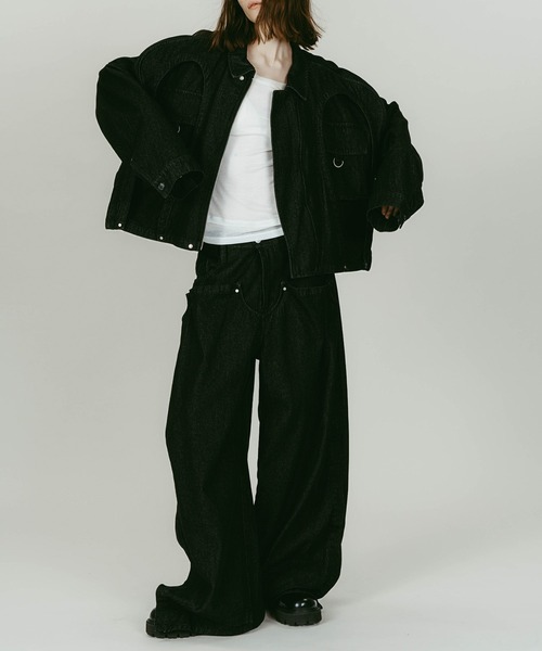 Knuth Marf(クヌースマーフ)の「【Knuth Marf】rounded pocket jacket(デニムジャケット・レディース・ブラック/グレイッシュベージュ・FREE)」の18枚目の写真