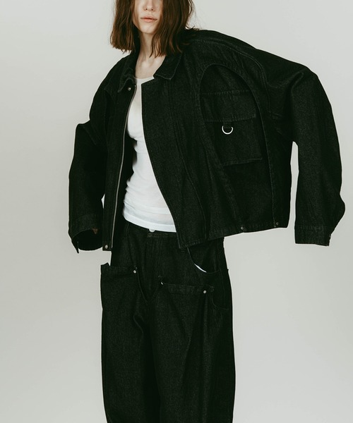 Knuth Marf(クヌースマーフ)の「【Knuth Marf】rounded pocket jacket(デニムジャケット・レディース・ブラック/グレイッシュベージュ・FREE)」の9枚目の写真