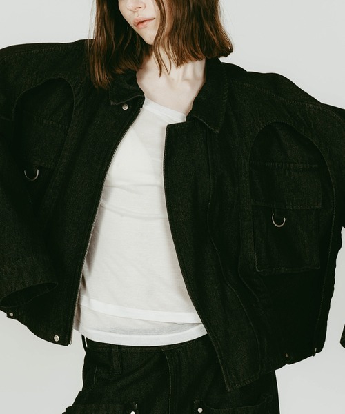 Knuth Marf(クヌースマーフ)の「【Knuth Marf】rounded pocket jacket(デニムジャケット・レディース・ブラック/グレイッシュベージュ・FREE)」の7枚目の写真