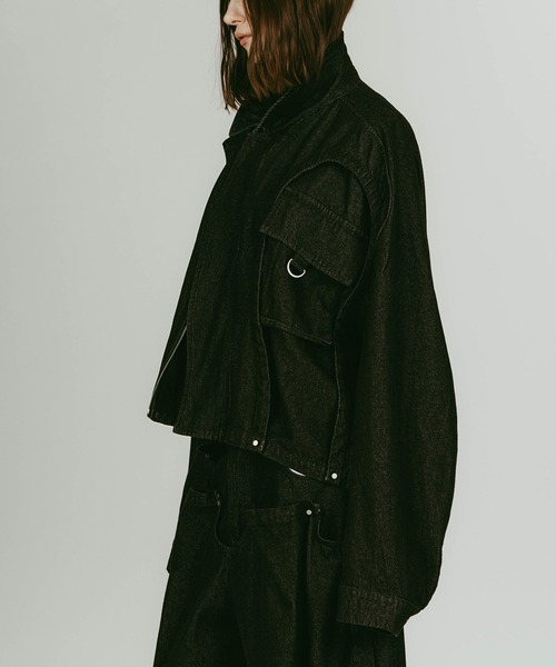 Knuth Marf(クヌースマーフ)の「【Knuth Marf】rounded pocket jacket(デニムジャケット・レディース・ブラック/グレイッシュベージュ・FREE)」の12枚目の写真