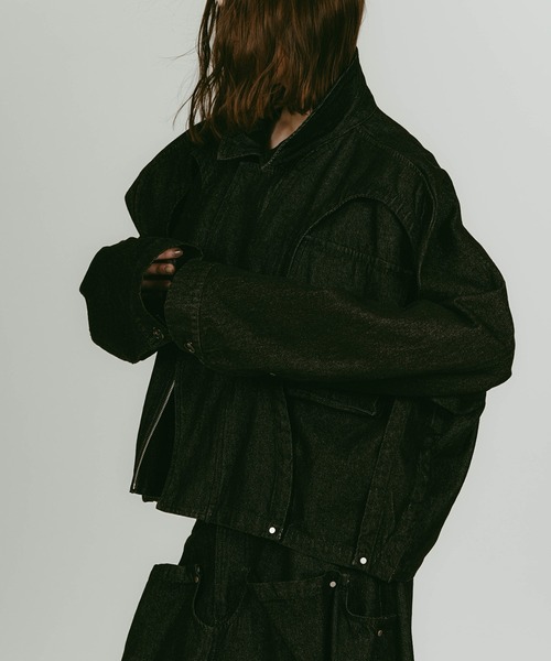 Knuth Marf(クヌースマーフ)の「【Knuth Marf】rounded pocket jacket(デニムジャケット・レディース・ブラック/グレイッシュベージュ・FREE)」の5枚目の写真