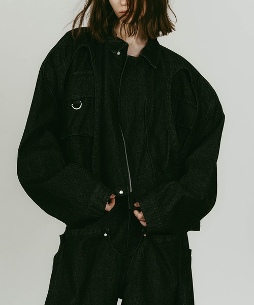 Knuth Marf(クヌースマーフ)の「【Knuth Marf】rounded pocket jacket(デニムジャケット・レディース・ブラック/グレイッシュベージュ・FREE)」の3枚目の写真