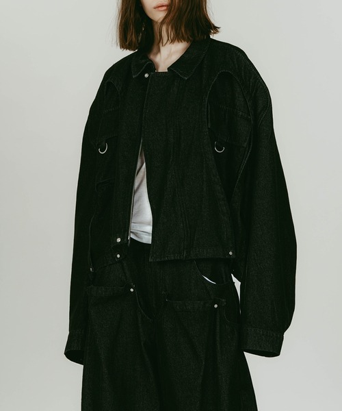 Knuth Marf(クヌースマーフ)の「【Knuth Marf】rounded pocket jacket(デニムジャケット・レディース・ブラック/グレイッシュベージュ・FREE)」の4枚目の写真