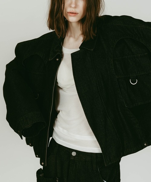Knuth Marf(クヌースマーフ)の「【Knuth Marf】rounded pocket jacket(デニムジャケット・レディース・ブラック/グレイッシュベージュ・FREE)」の6枚目の写真
