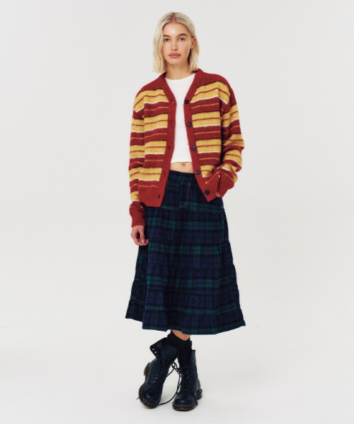 MOODBETTER(ムード ベター)の「HAIRY STRIPE KNIT CARDIGAN RED(カーディガン/ボレロ・レディース・その他・FREE)」の2枚目の写真