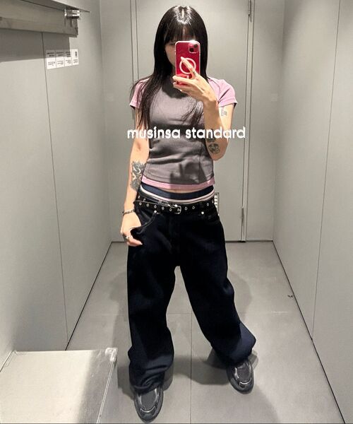 MUSINSA STANDARD WOMAN（ムシンサスタンダードウーマン）の「[クールタンダード] ウィメンズ ワイドデニムパンツ [ディープインディゴ]（デニムパンツ・レディース・その他・30/24/25/26/27/28/29）」の8枚目の写真