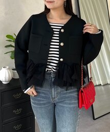 prose verse | チュールフリルダンボールVネックジャケット(その他アウター)