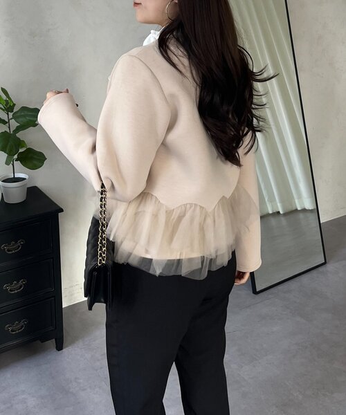 prose verse（プロズヴェール）の「チュールフリルダンボールVネックジャケット（その他アウター・レディース・ベージュ/ブラック・MEDIUM/LARGE）」の21枚目の写真