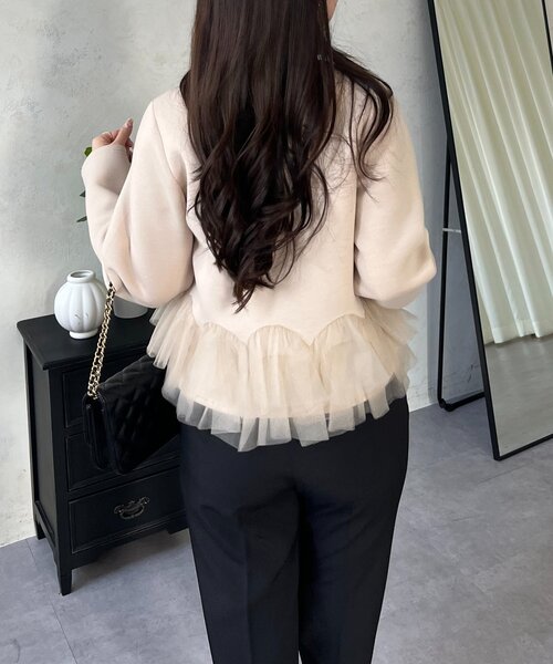 prose verse（プロズヴェール）の「チュールフリルダンボールVネックジャケット（その他アウター・レディース・ベージュ/ブラック・MEDIUM/LARGE）」の22枚目の写真