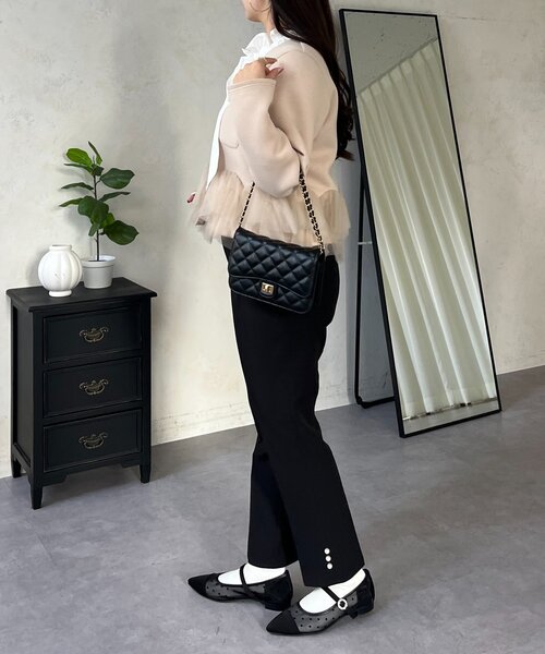 prose verse（プロズヴェール）の「チュールフリルダンボールVネックジャケット（その他アウター・レディース・ベージュ/ブラック・MEDIUM/LARGE）」の18枚目の写真