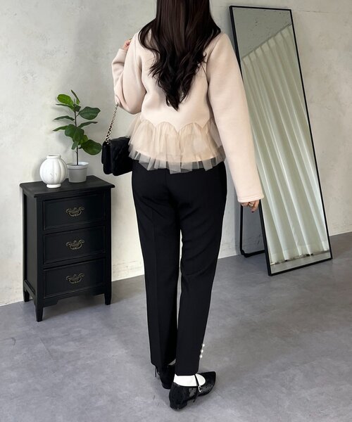 prose verse（プロズヴェール）の「チュールフリルダンボールVネックジャケット（その他アウター・レディース・ベージュ/ブラック・MEDIUM/LARGE）」の7枚目の写真