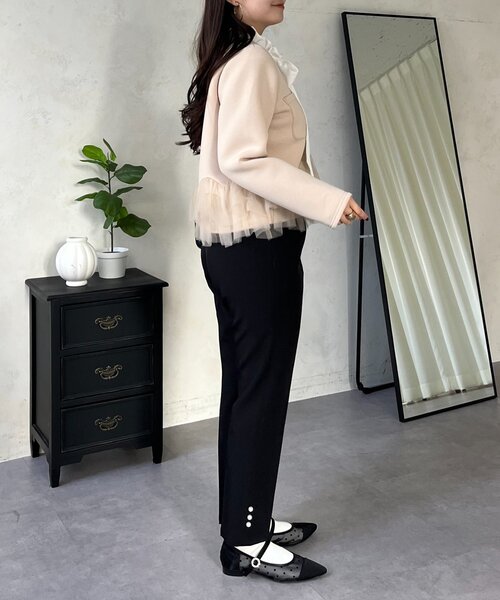 prose verse（プロズヴェール）の「チュールフリルダンボールVネックジャケット（その他アウター・レディース・ベージュ/ブラック・MEDIUM/LARGE）」の8枚目の写真