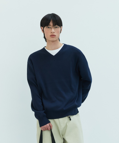LEIRE（ルアール）の「ピュアコットンVネックニット[ネイビー]（ニット/セーター・メンズ・その他・X-LARGE/LARGE/MEDIUM）」の9枚目の写真
