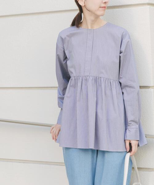 ITEMS URBANRESEARCH(アイテムズ アーバンリサーチ)の「『UVカット/吸水速乾』ギャザーペプラムブラウス(シャツ/ブラウス・レディース・ブラック/チェック/ホワイト・FREE)」の5枚目の写真