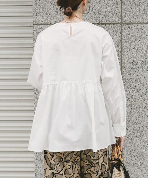 ITEMS URBANRESEARCH(アイテムズ アーバンリサーチ)の「『UVカット/吸水速乾』ギャザーペプラムブラウス(楽着シリーズ)(シャツ/ブラウス・レディース・ブラック/チェック/ホワイト・FREE)」の15枚目の写真