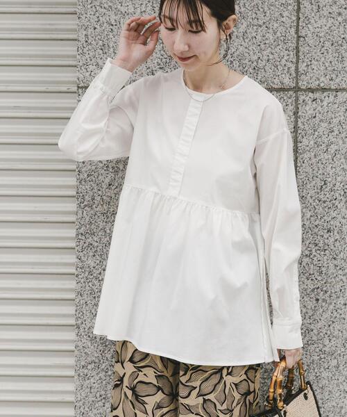 ITEMS URBANRESEARCH(アイテムズ アーバンリサーチ)の「『UVカット/吸水速乾』ギャザーペプラムブラウス(楽着シリーズ)(シャツ/ブラウス・レディース・ブラック/チェック/ホワイト・FREE)」の16枚目の写真